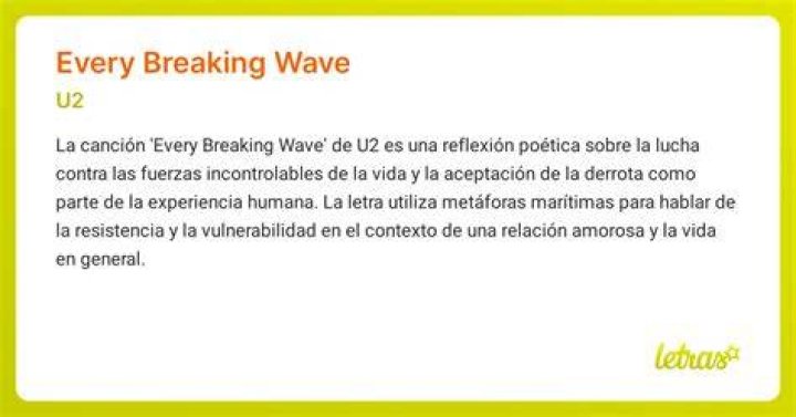 Meaning of Every Breaking Wave by U2