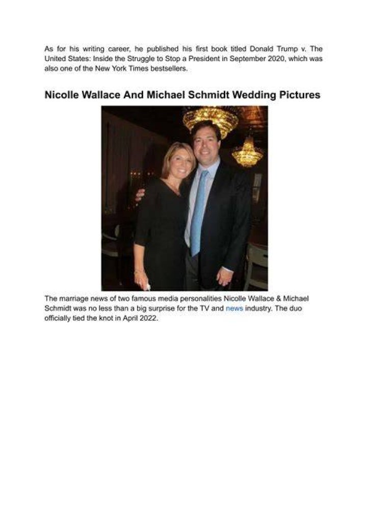 Michael Schmidt And Nicolle Wallace's Marriage